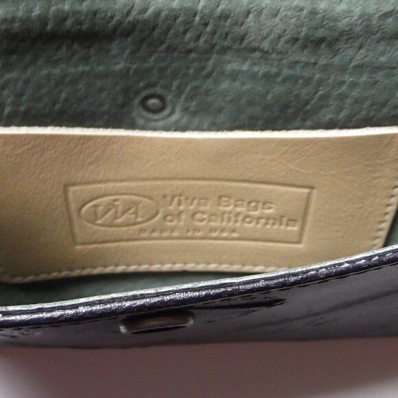 Viva Bags Of California Clutch Large Wallet Leather Black Feather - Picture 3 of 3